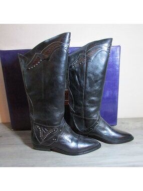 Vintage Circle S Women's 7.5 Sphere Riding Boots Pecos Black/Gila Dark Chocolate